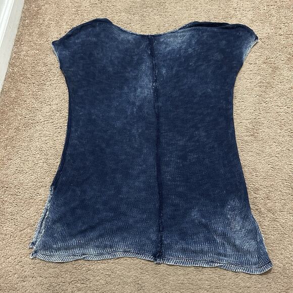 We The Free Free People Cap Sleeve Denim Colored Sheer Top XS - Picture 6 of 7